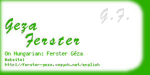 geza ferster business card